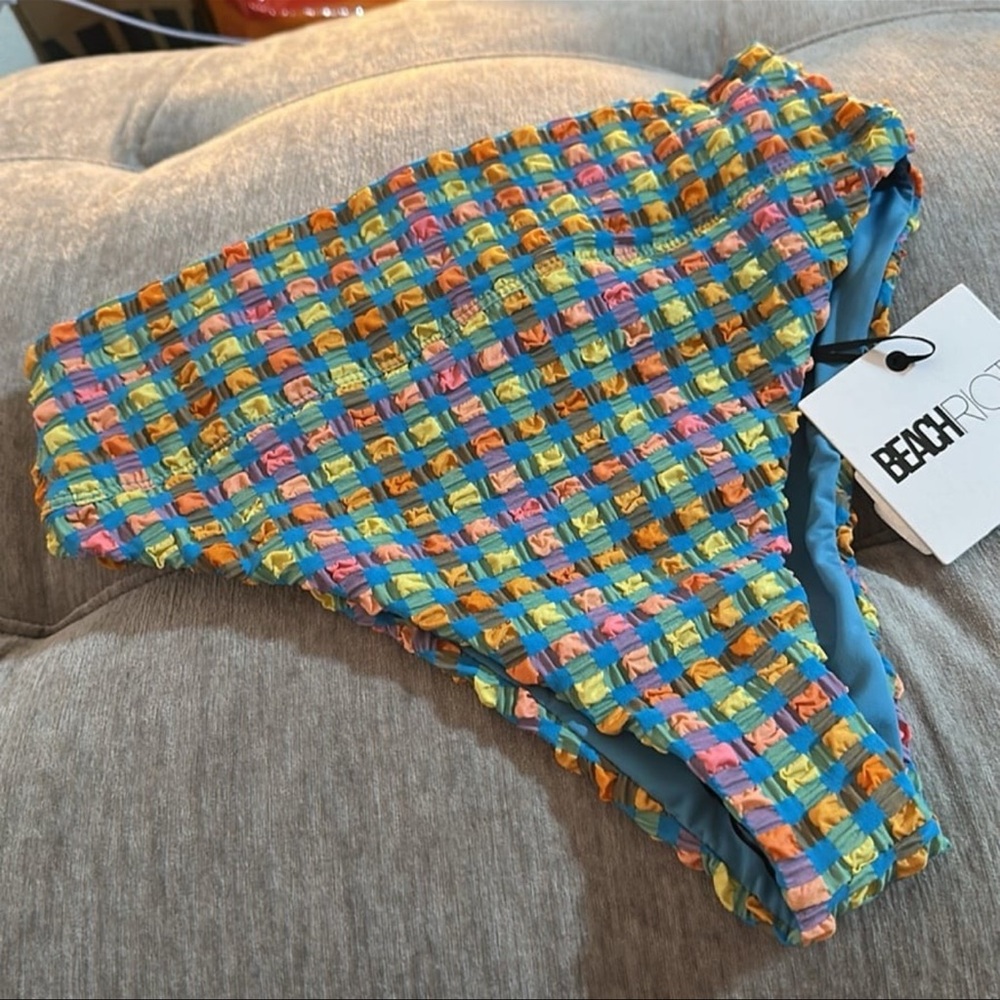 NWT BEACH RIOT Highway Bikini Bottom in Sunny Side Gingham - Picture 8 of 8